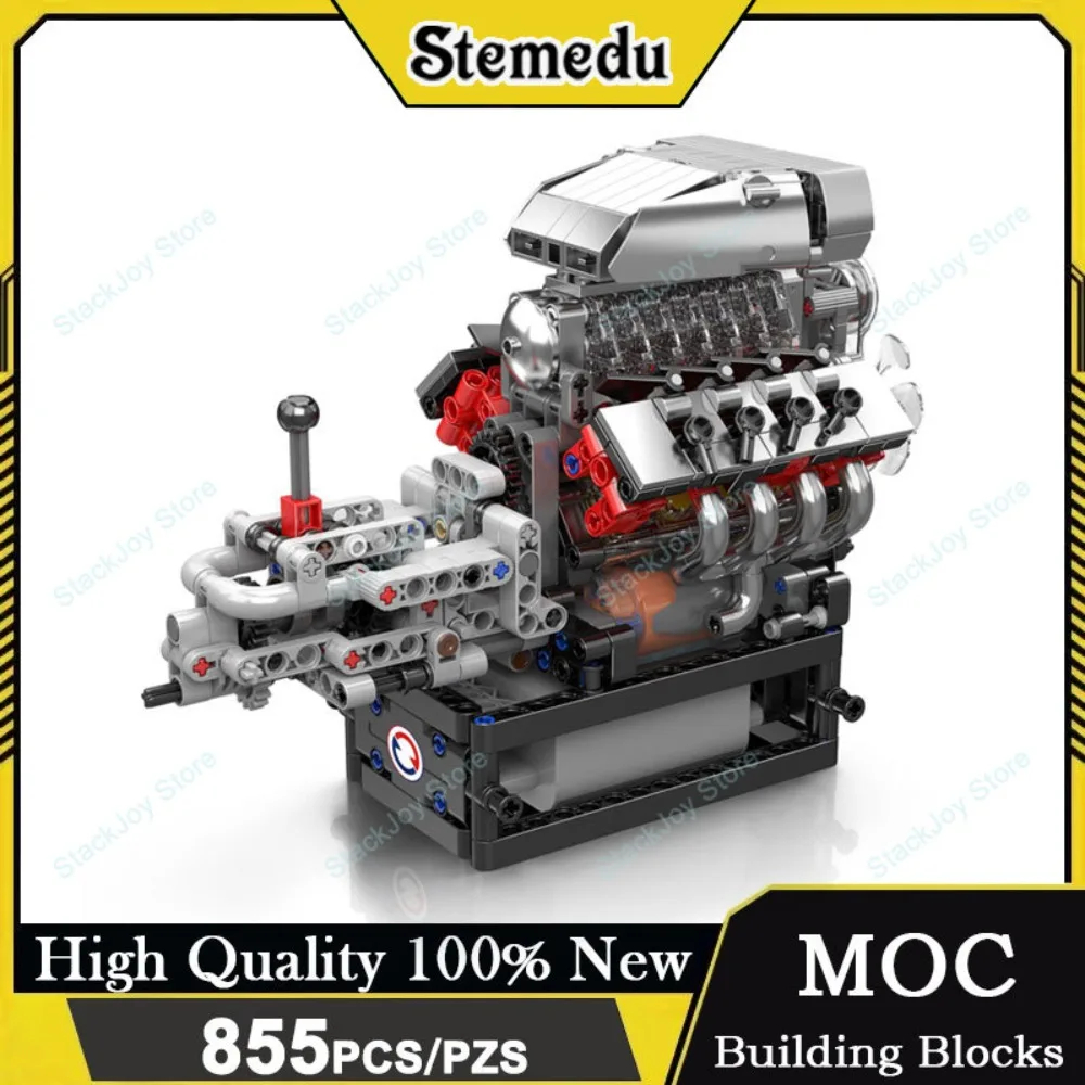 

Mold King 10225 V8 игрушечный двигатель моторизованный строительный блок в сборе технический двигатель набор кирпичей детский рождественский подарок