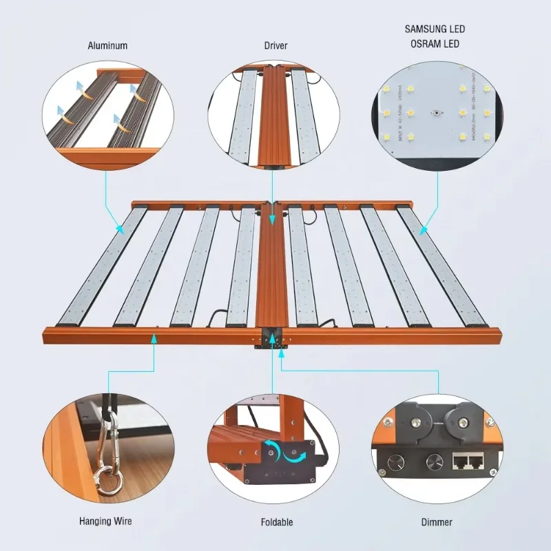 طوي الطيف الكامل 1000 واط LED تنمو ضوء عالية الكفاءة عكس الضوء النبات تنمو مصباح ليد للنباتات المزهرة