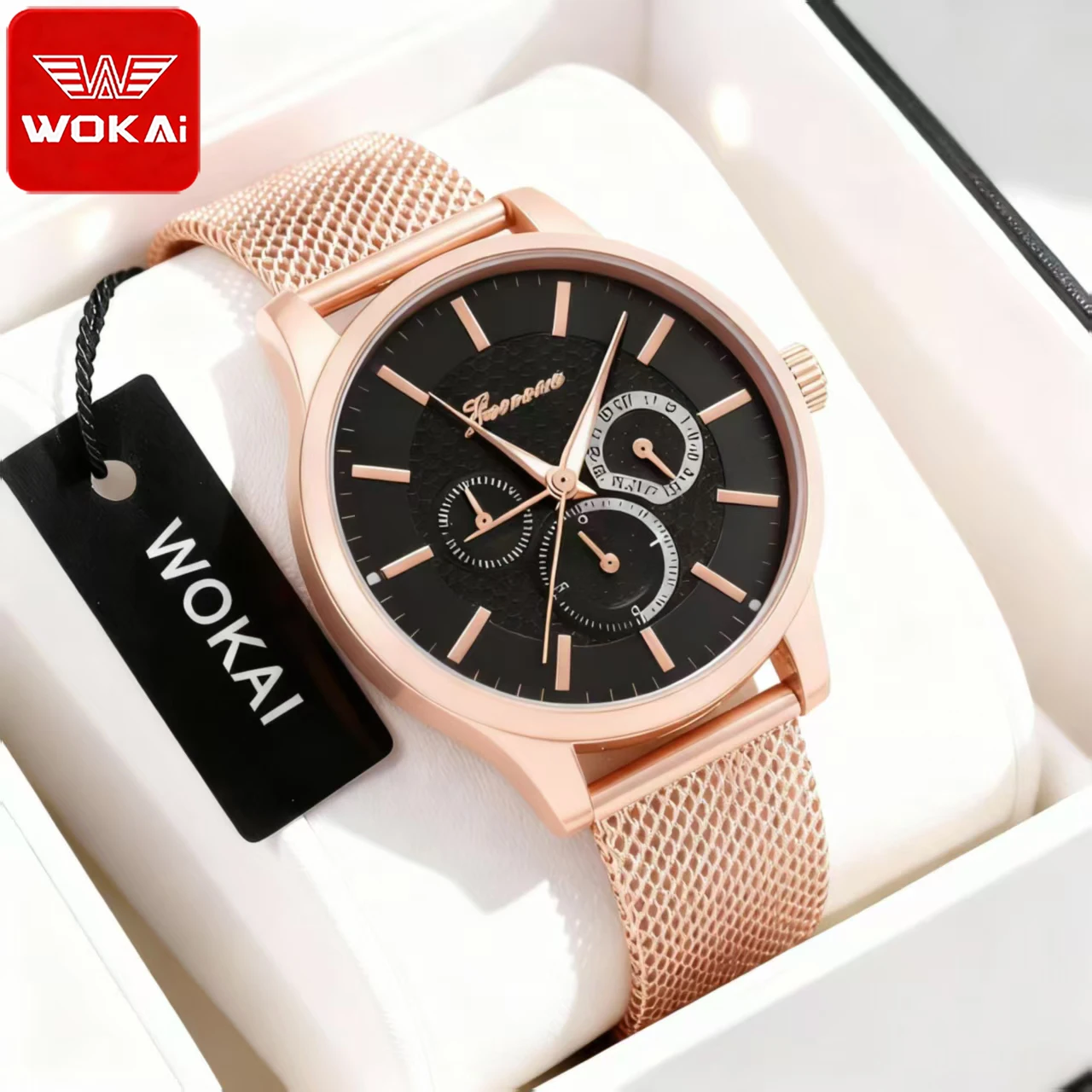 WOKAI Nam Cao Cấp Giải Trí Dây Đồng Hồ Thạch Anh Dây Dạ Quang Chống Thấm Nước Kinh Doanh Đồng Hồ Chống Thấm Nước Phong Cách Đơn Giản Thời Trang