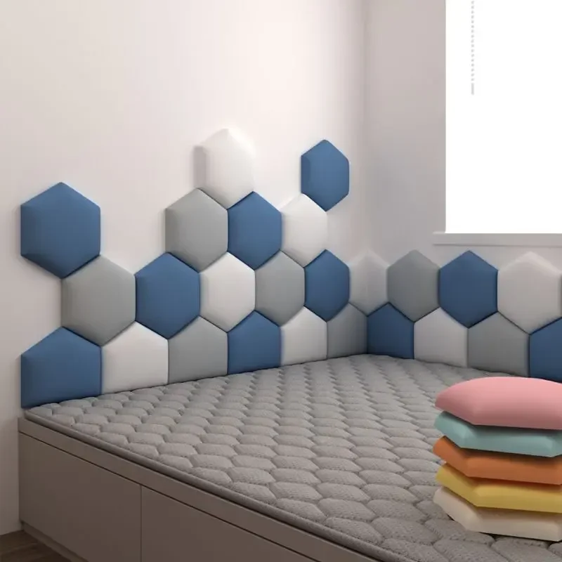 Hexagon Headboard Bedroom Decor Headboard Kids Room Decor Bed Head Wall Panels TV Wall Decoration 3D Stickers