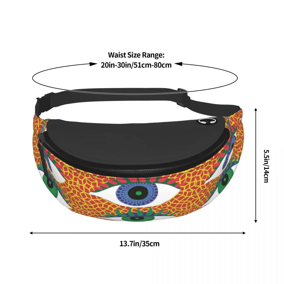 Eye Yayoi Kusama Fanny Pack personalizado para homens e mulheres, bolsa de cintura crossbody para correr, bolsa de dinheiro, legal, abstrato, visão, pintura, telefone