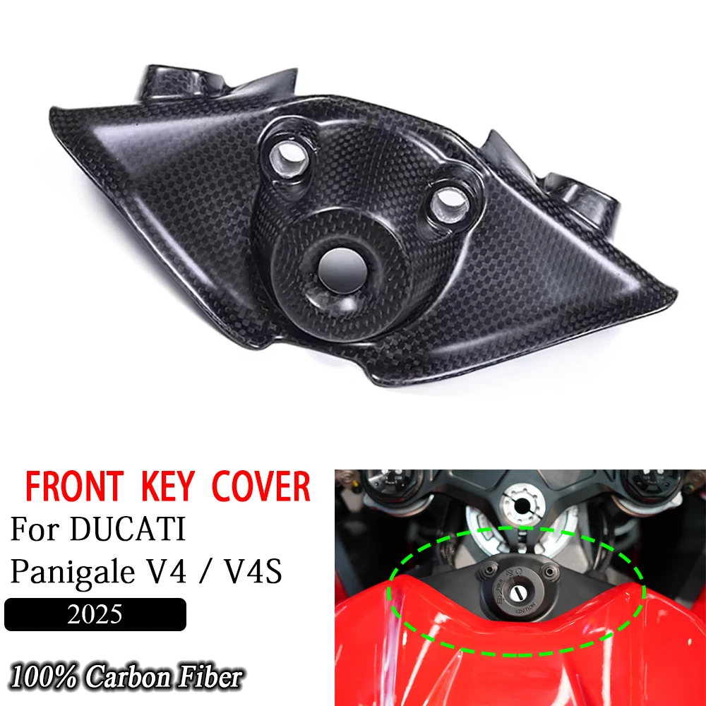 

For Ducati Panigale V4 V4S 2025 Carbon Fiber Front Key Ignition Cover Switch Covers Protection Fairing