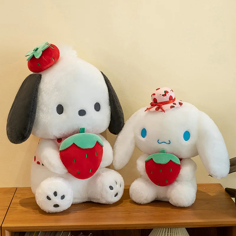 

25/50cm Kawaii Melody Doll Sanrio Cinnamon Dog Hugging Strawberry Stuffed Plush Toy Cartoon Anime Plush Doll Sleeping Pillow