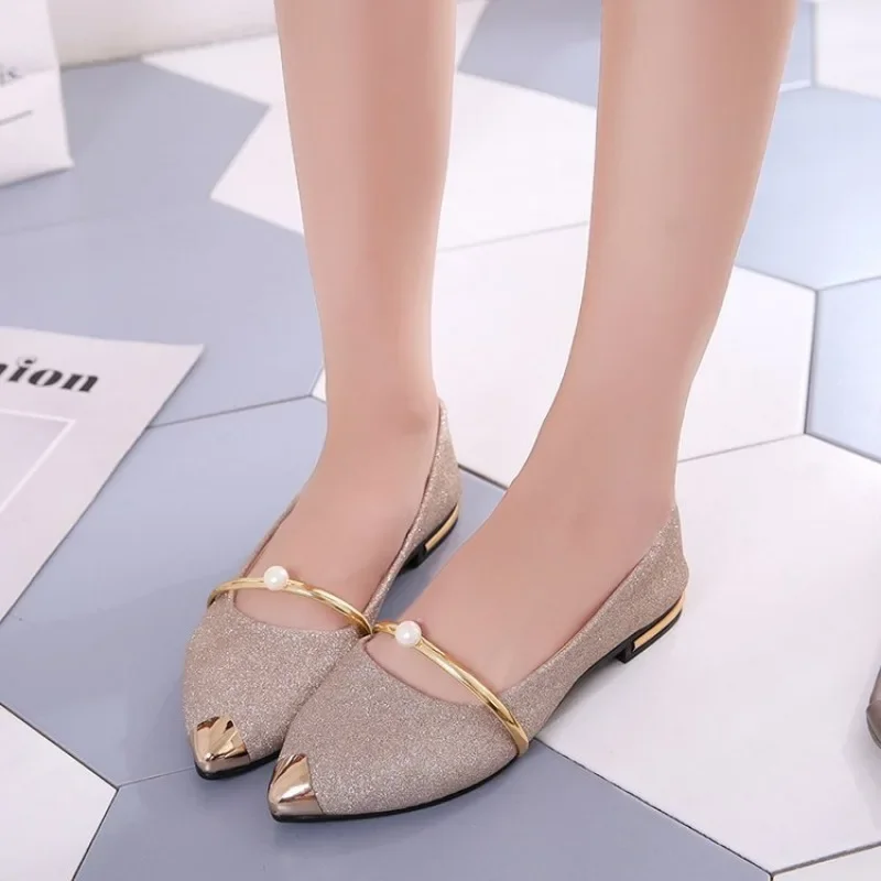 2024 Summer New Women's Shoes Pointed Toe Flat Shoes Shallow Mouth Single Wedding Women Dress Shoes Party Chaussure Femme