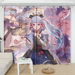 Kazuha Genshin Impact Sunshade Curtains 2 Panels Anime Printing Window Drapes For Living Room Bedroom Cartoon Home Decor Curtain