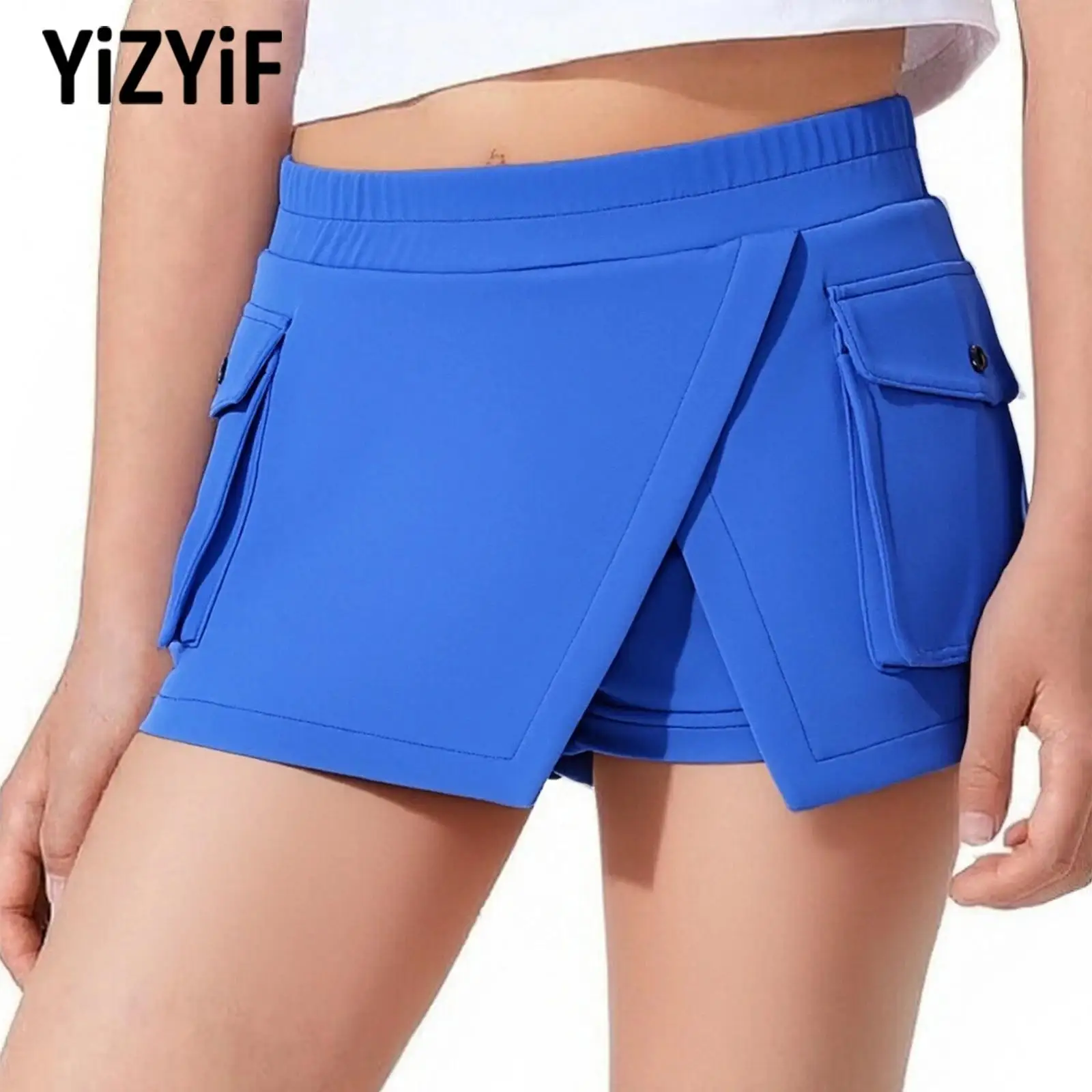 

Детские эластичные юбки для фитнеса для девочек, спортивная юбка для гольфа, тенниса, юбки с клапанами и карманами со встроенными шортами, спортивная одежда для тренировок