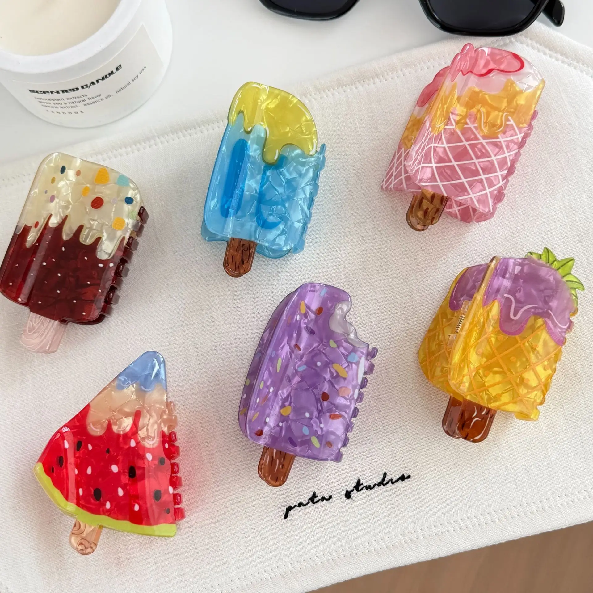 

Summer Strawberry Watermelon Popsicle Hair Claw Acrylic Claw Clip Trendy Crab Hair Clip Hair Accessories for Women Girls