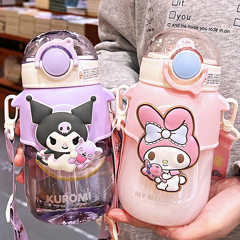 

Sanrio Cinnamoroll большая емкость для воды мультяшная портативная соломенная бутылка для воды Kuromi Melody для уличного спорта фитнеса 690 мл