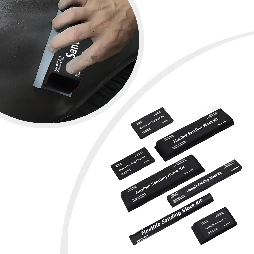 7 pçs kit de bloco de lixamento flexível espuma eva molhado ou seco autobody mão lixar blocos kit para carro automotivo carroçaria madeira
