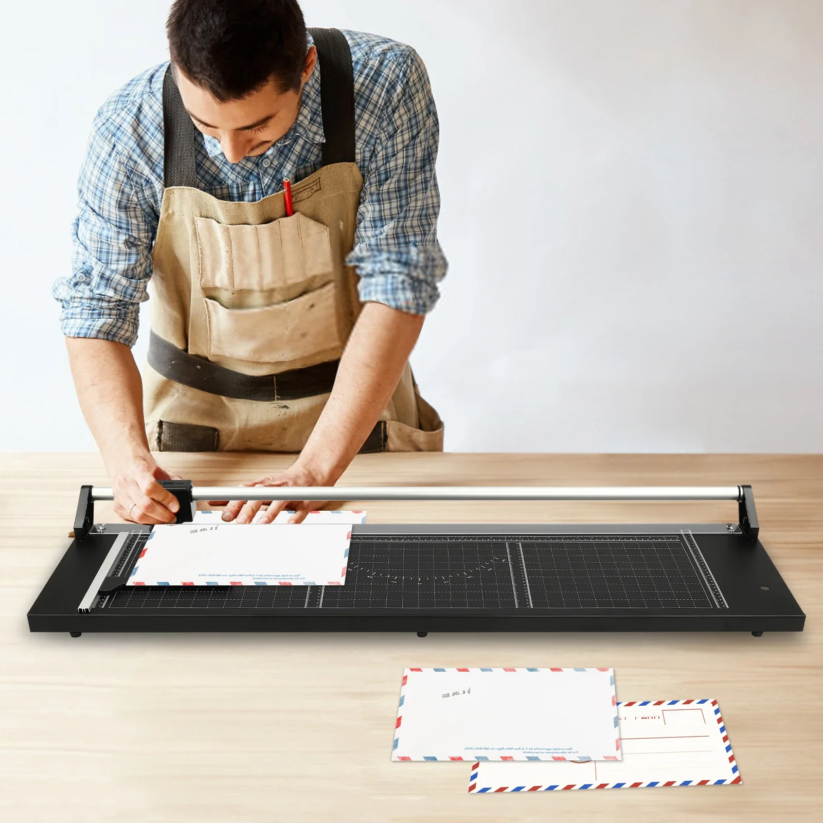 36in Positioning Roll Cutting Paper Cutter with 2 Spare Blades, Desktop Straight Paper Trimmer for Cutting A3, A4, and A5 Sizes