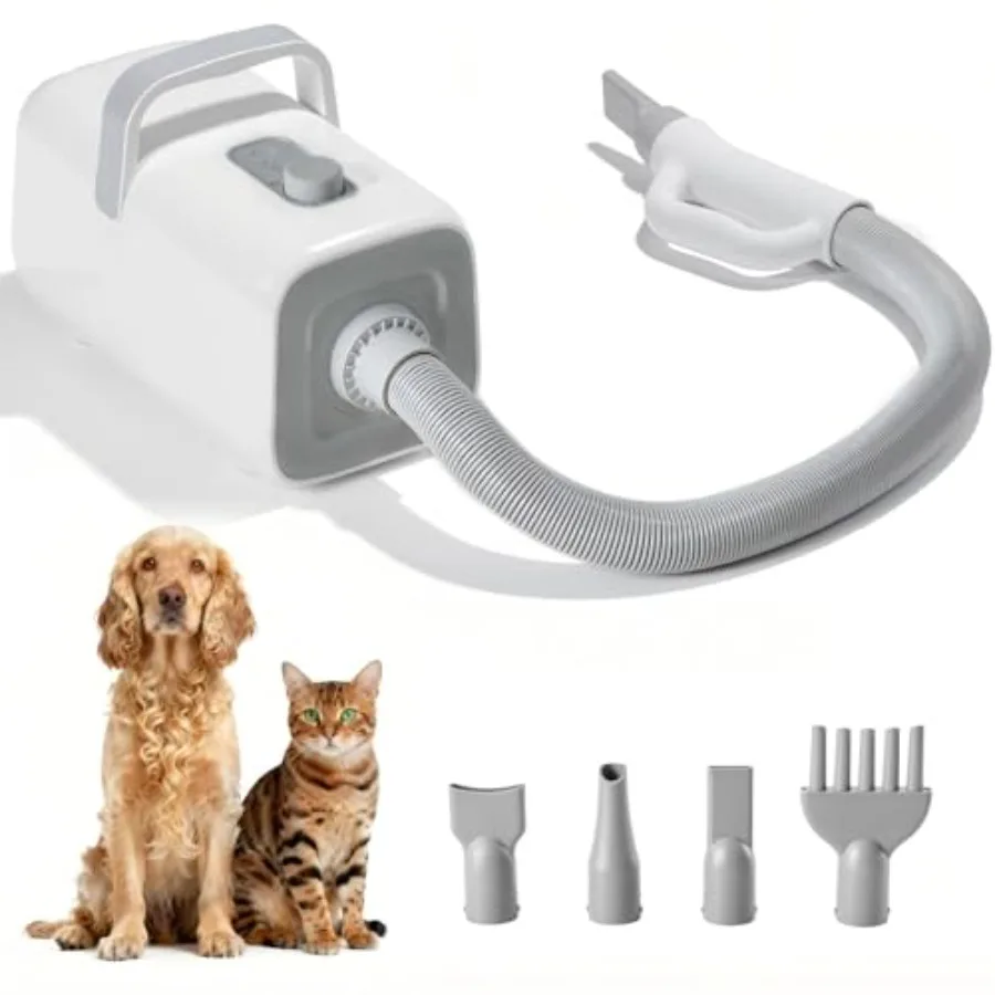 Dog Hair Dryer 1550W High Velocity Pet Blow Dryer with Heater for Grooming Speed Temperature Adjustable Dog Blower Grooming Dry