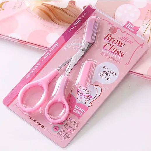 Forbici per sopracciglia fai-da-te con pettine per la depilazione del viso rasoio per modellare la toelettatura accessori per il trucco cosmetico