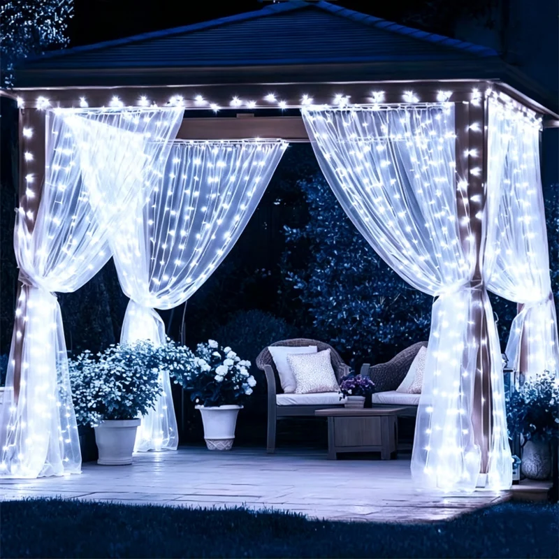 Curtain LED Lighting String USB Plug 8 Modes Fairy Lights Decor Christmas Halloween Party Valentine's Day Room Garden Wedding