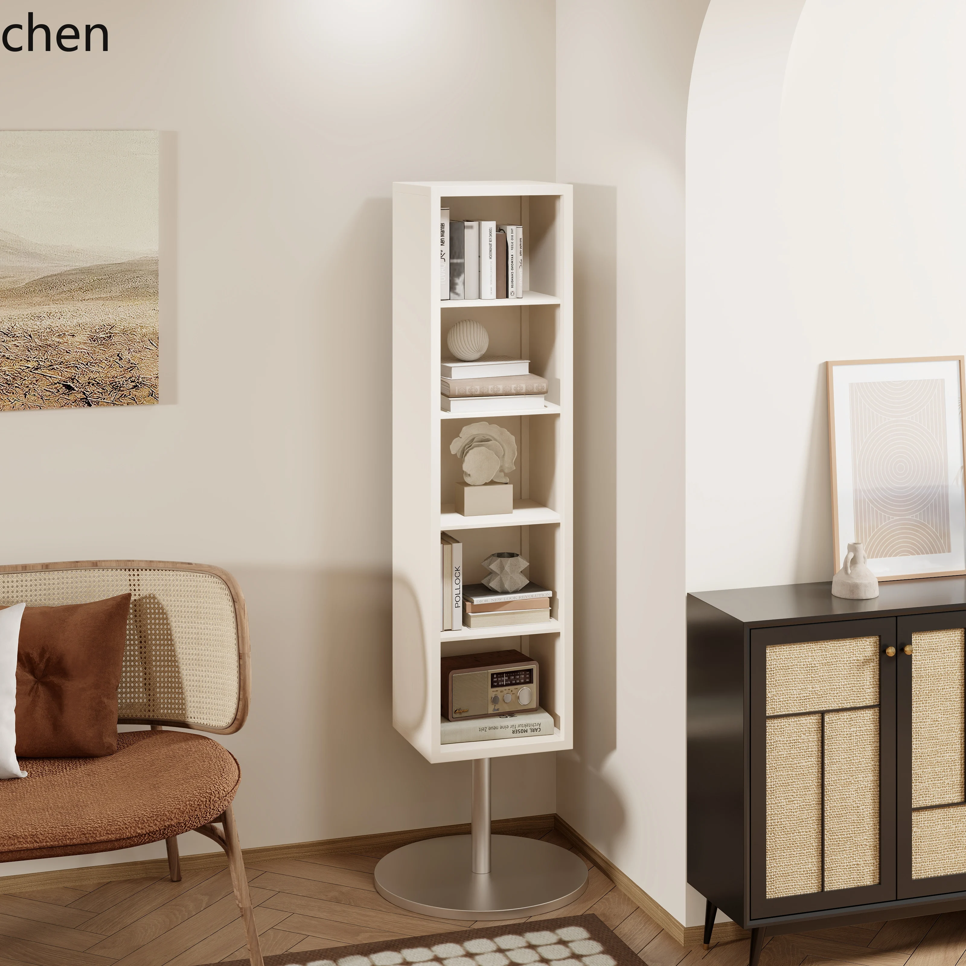 ZML floor-to-ceiling full-body full-length mirror degree rotating bookcase edge magazine storage storage bookshelf