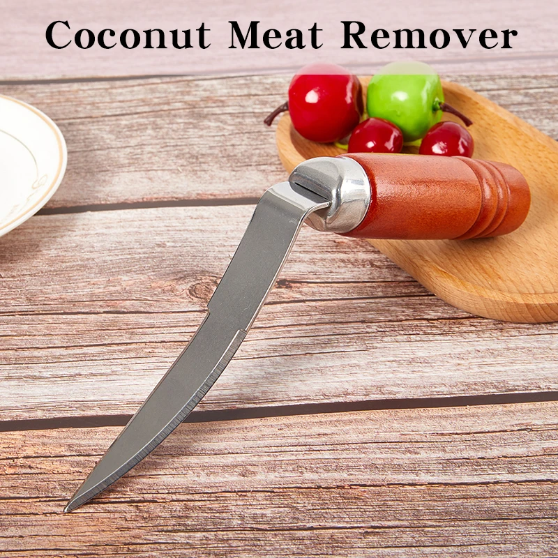Coconut Meat Remover Stainless Steel Wood Handle Manual Portable Removal Hole Opener Handheld