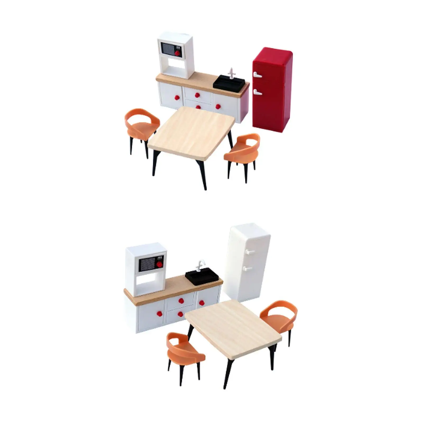 مجموعة أثاث بيت الدمى، كرسي الطعام، DIY، طاولة الطعام، لعبة التظاهر، ديكور بيت الدمى للأطفال الصغار 3+، الأولاد والبنات، هدية عيد الميلاد