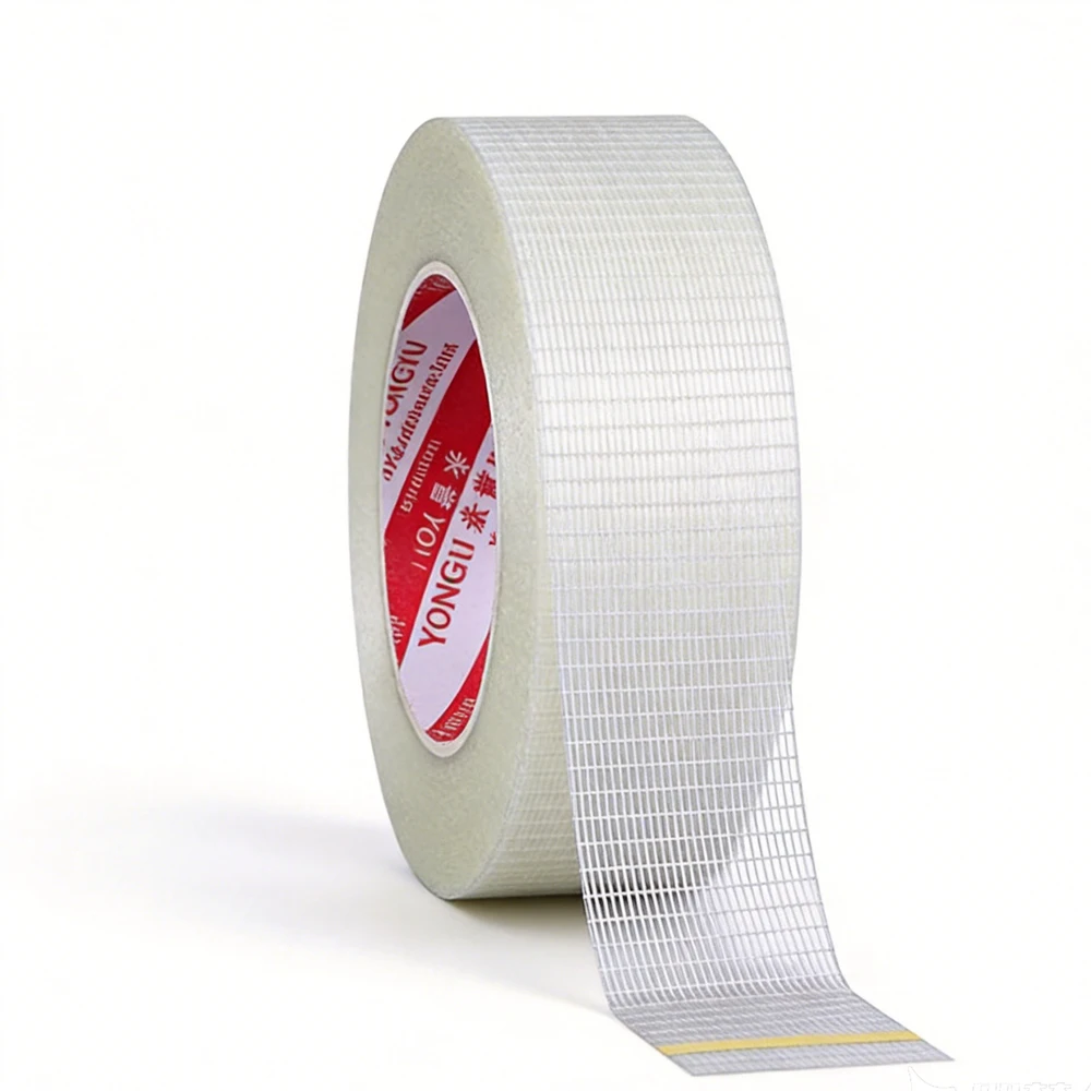 5 Rolls Fiberglass Mesh Tape 50mm x 25m Single Sided Grid Tape for Lithium Battery Pack Binding Wire Harness Insulation Industri