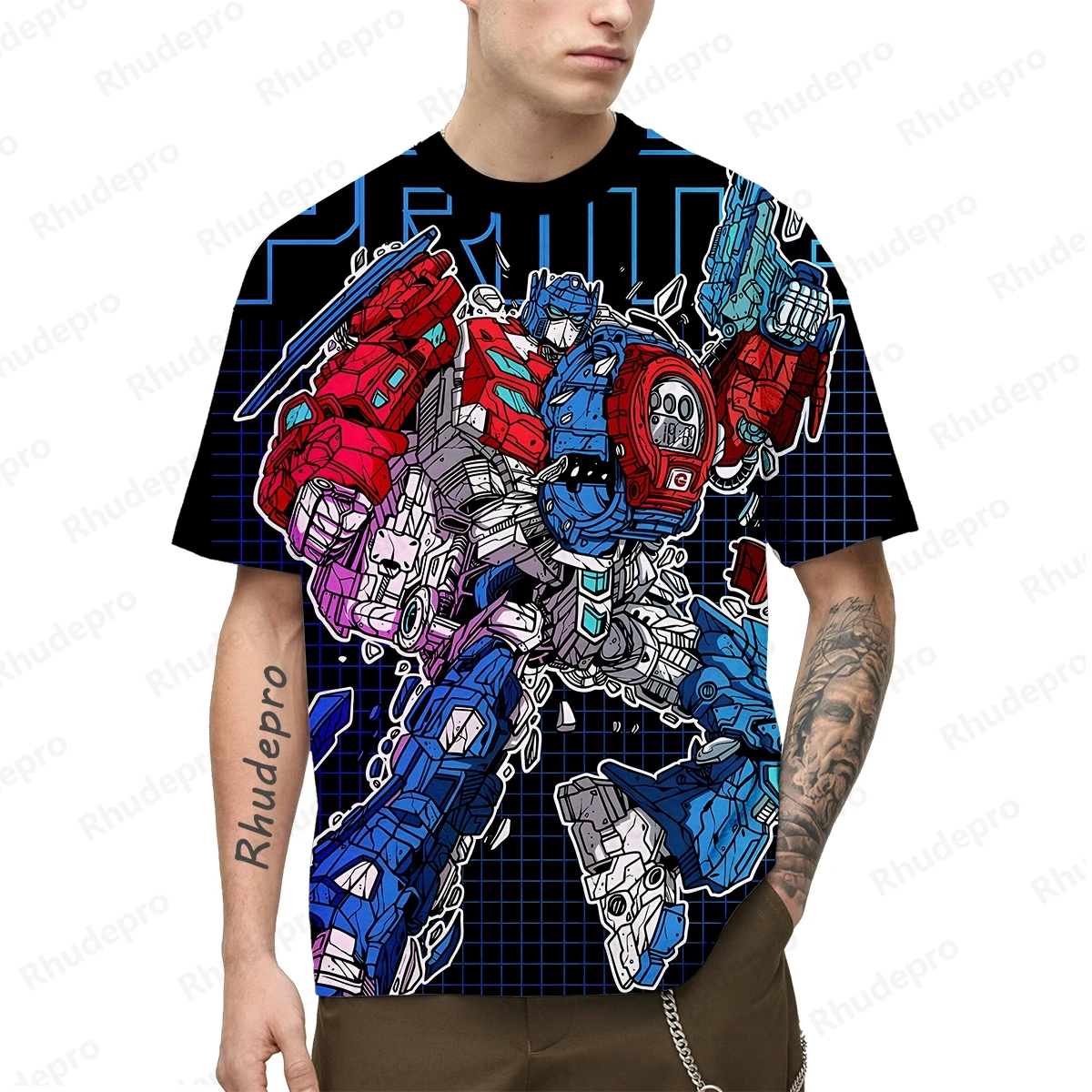 Camiseta de gran tamaño para hombre, ropa de Hip Hop, Gundam, modelo 100-5XL, Cosplay, estilo Harajuku, Tops casuales de Anime, ropa de calle, tendencia