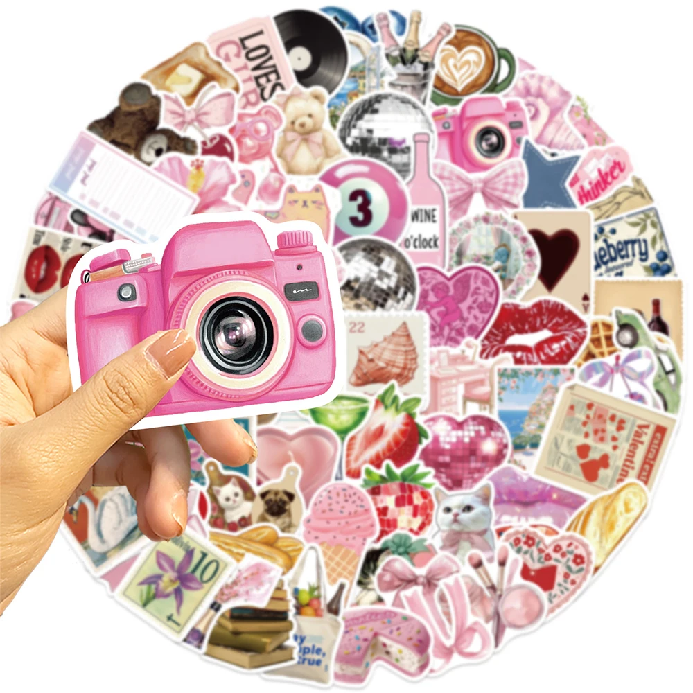 10/30/50/100 قطعة لطيف الكرتون الوردي الحيوان الجمالية ملصقات الشارات محمول دفتر جراب هاتف مذكرات الثلاجة لاصقة تزيين