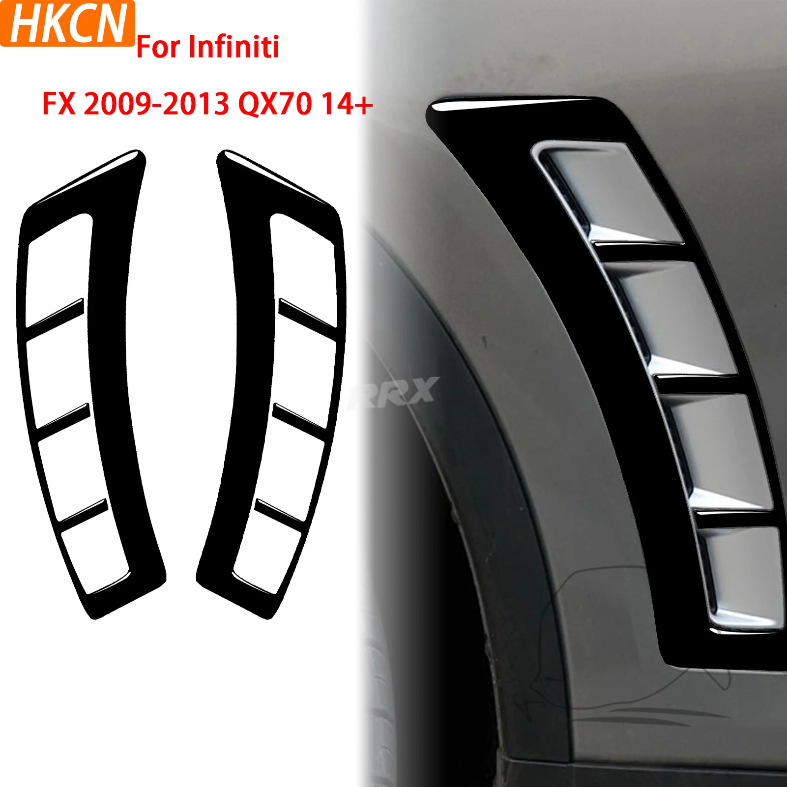 For Infiniti FX QX70 14+ Piano Black Car Air Intake Front Wheel Arch Fender Panel Decoration Interior Accessories Stickers