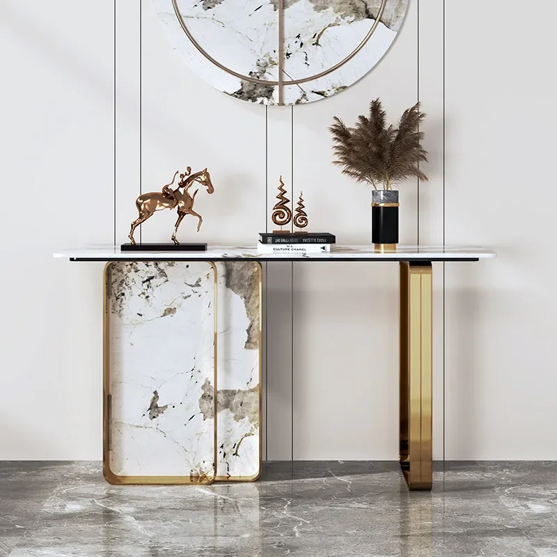 Entrance table against the wall End view table Decorative rock slab Entrance cabinet