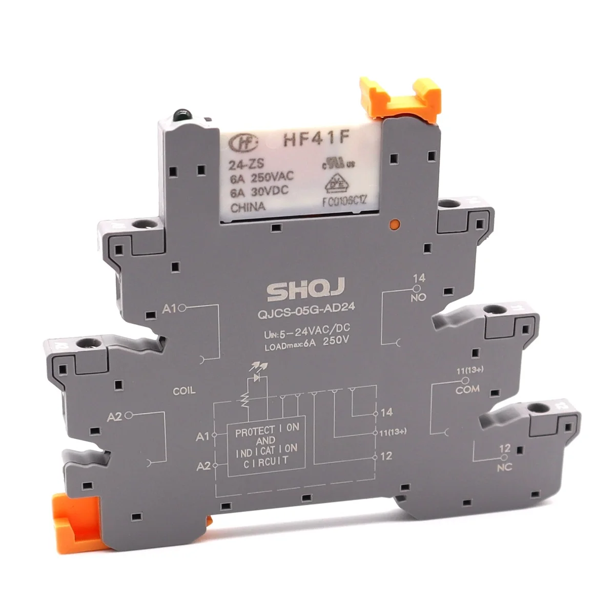 10PCS SHQJ 41F-1Z-C4-1 HF41F 24-ZS 12-ZS 5-ZS 24V 12V 5V SPDT 1CO 6A Push in terminal Ultra slim Relay Module QJCS-05GL-AD24