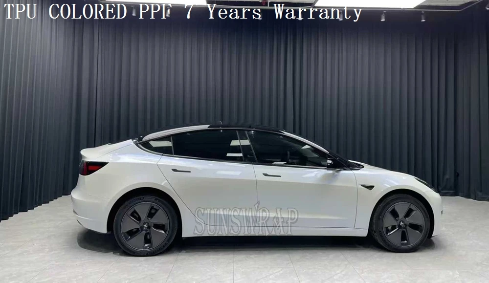Royal Pearl White to Blue Color Shift TPU PPF Film | High Gloss Finish, Self-Healing, for Luxury & VIP Cars 5x52ft