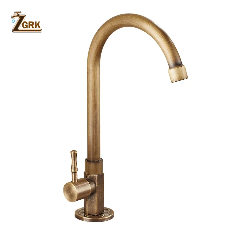 Faucet Kitchen Single Cold Water Faucet Copper Antique Style Kitchen Taps 360 Swivel Balcony Outdoor Sink Faucet