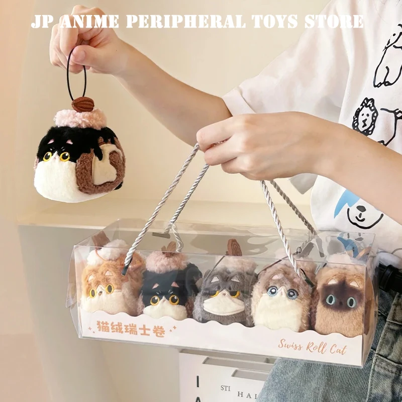 Nowa Oryginalna Pluszowa Zabawka Kotek Rolada Szwajcarska Urocza Pluszowa Lalka Kot Ragdoll Zawieszka do Plecaka Dekoracja Prezent na Boże Narodzenie Urodziny dla Dzieci