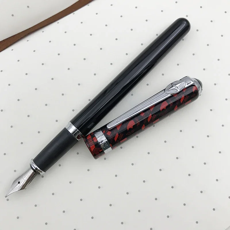 Duke Fountain Pen Metal 0.5mm Fine Nib Iridium Point Red Black Dark Blue Gift Pens with a Velvet Pouch Office Supplies 1pc/lot