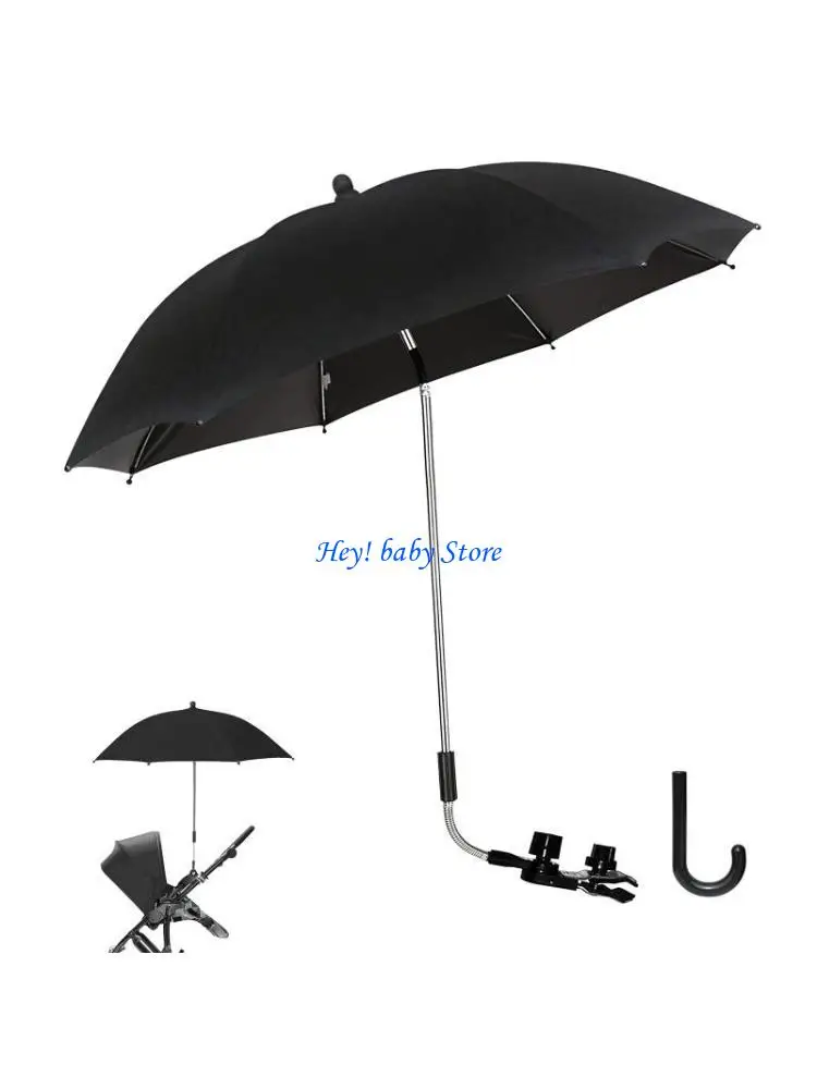 

Q1FE Baby Stroller for Sun for Protection UPF50+ UV Umbrella Pram Parasol for w/ Bendable Arm Stand Clip On Handle Pushchair