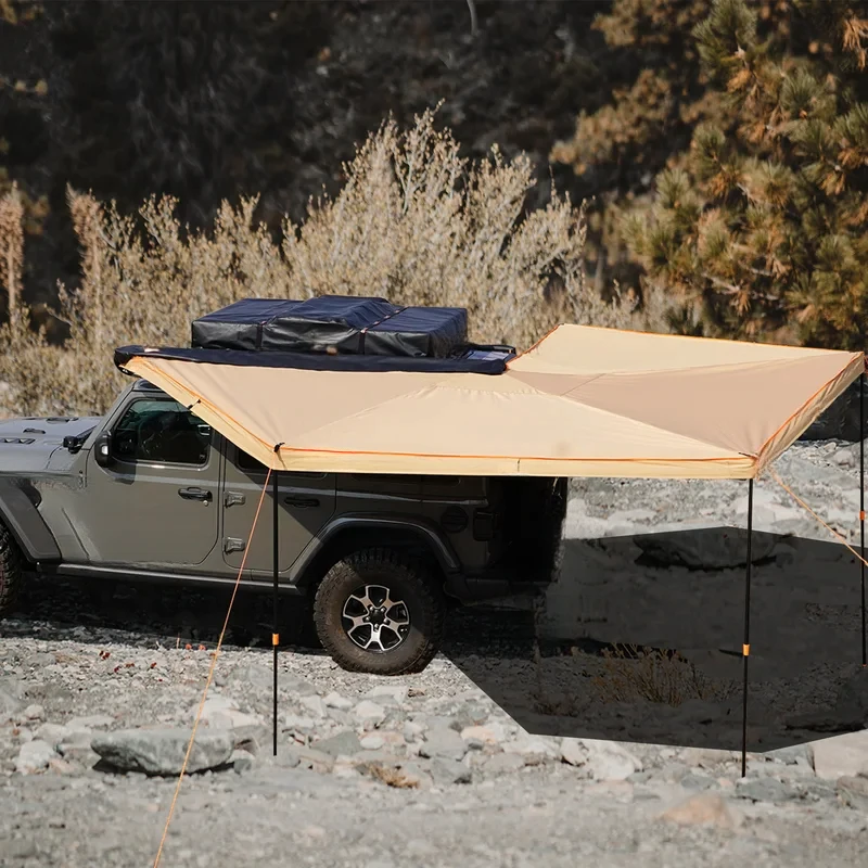 

High Quality Retractable Fast Open Car Roof Side Inflatable Awning Semi Automatic Shelter