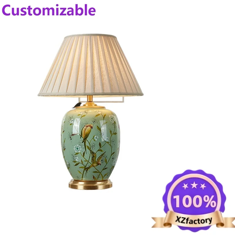Factory Direct 2026 American simple living room corner table lamp villa new Chinese study bedroom bedside lamp flower