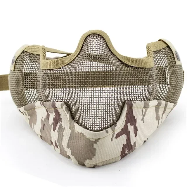 Tactical Cycling Face Mask Ear Protective Airsoft Paintball Low-carbon Steel Mesh Style Comfortable Shooting Sports Accesories