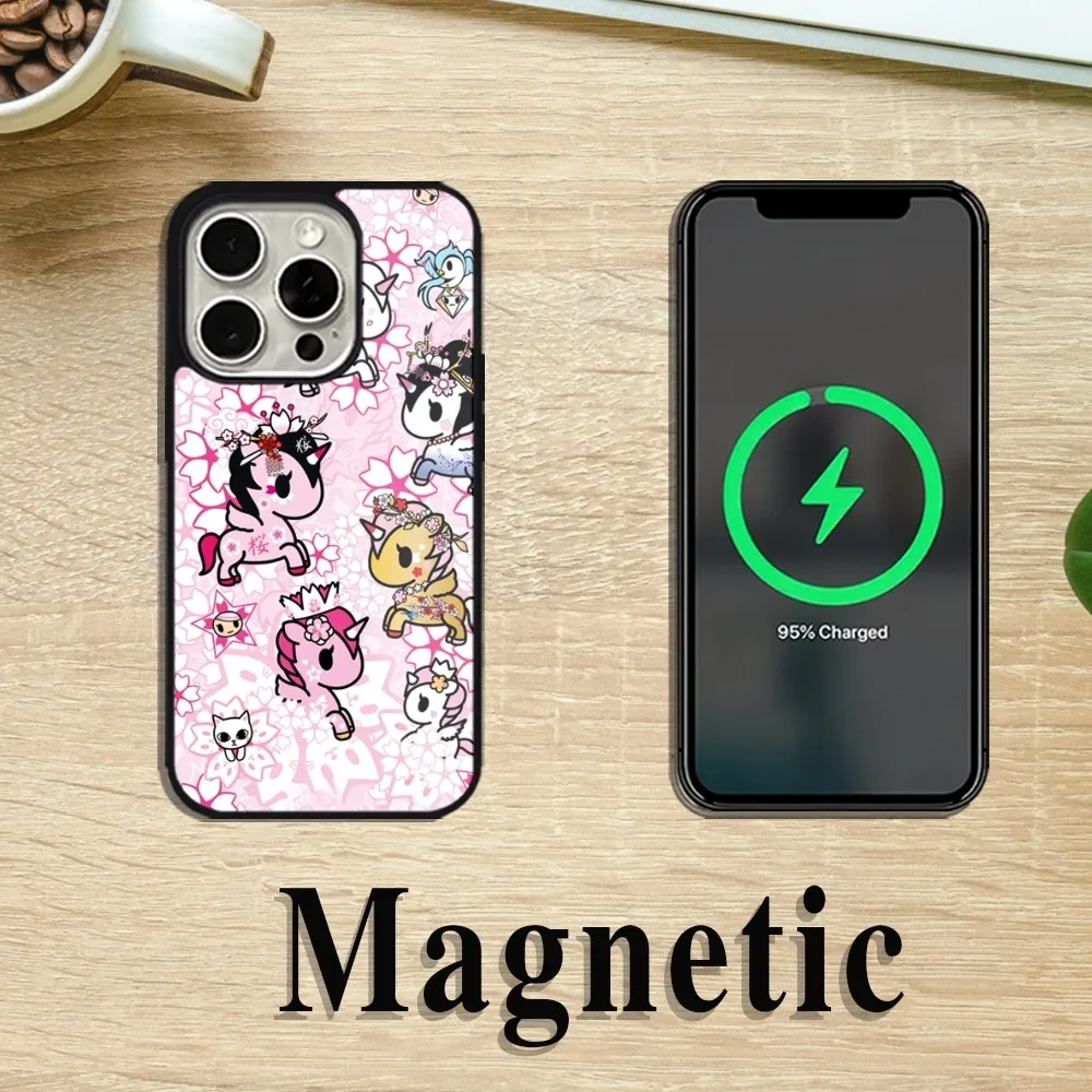 Cartoon Japan T-Tokidokis Cute Phone Case For iPhone 11 12 13 14 15 Pro Max Plus Magsafe Magnetic Wireless Charging