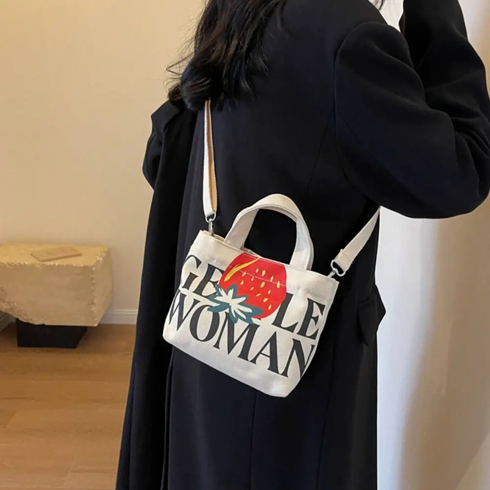 Canvas Shoulder Bags Fashion Letter Painted Large Capacity Tote Bags Messenger Bag Gentlewoman