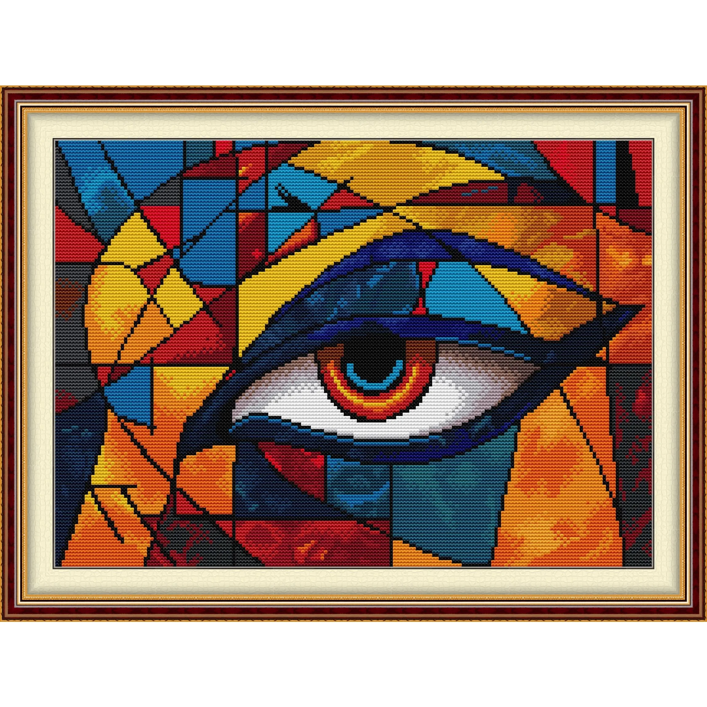 

Joy Sunday Pre-printed Cross Stitch Kit Easy Pattern Aida Stamped Fabric Embroidery Set-Eye
