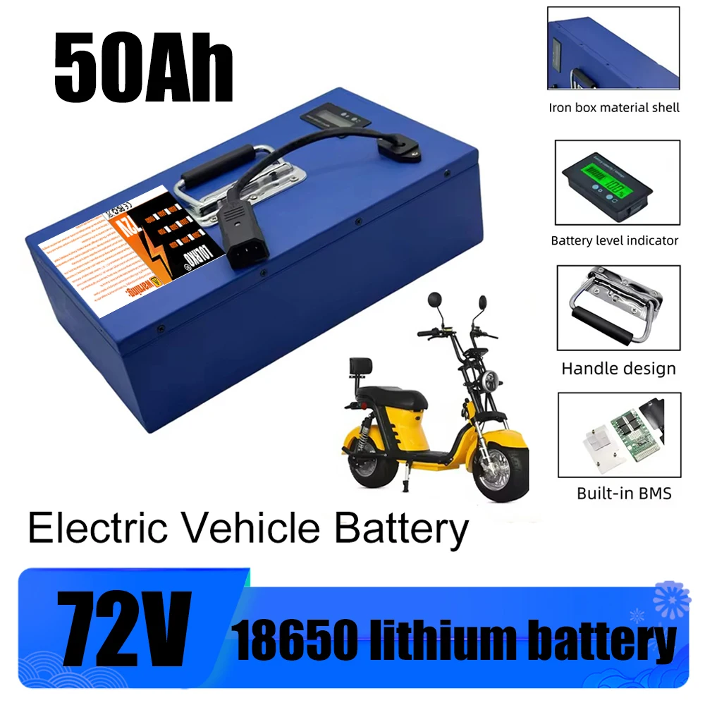 Fast shipping air transportation, 72V20AH-100AH18650 lithium battery, built-in BMS40AH, suitable for all motors below 500W-3000W