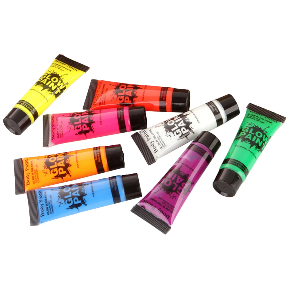 8 Pcs Human Body Fluorescent Pigment Face Paint Painting Paste Luminous Miss Neon Plastic Glow The Dark