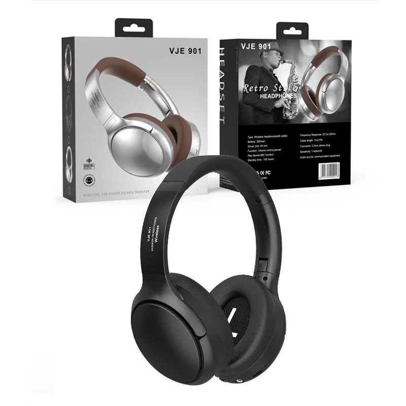 

Sports Wireless Mobile Phone Call Game Headset, VJE901 Retro Metal Bluetooth Computer Headset Soft and Comfortable Headset.
