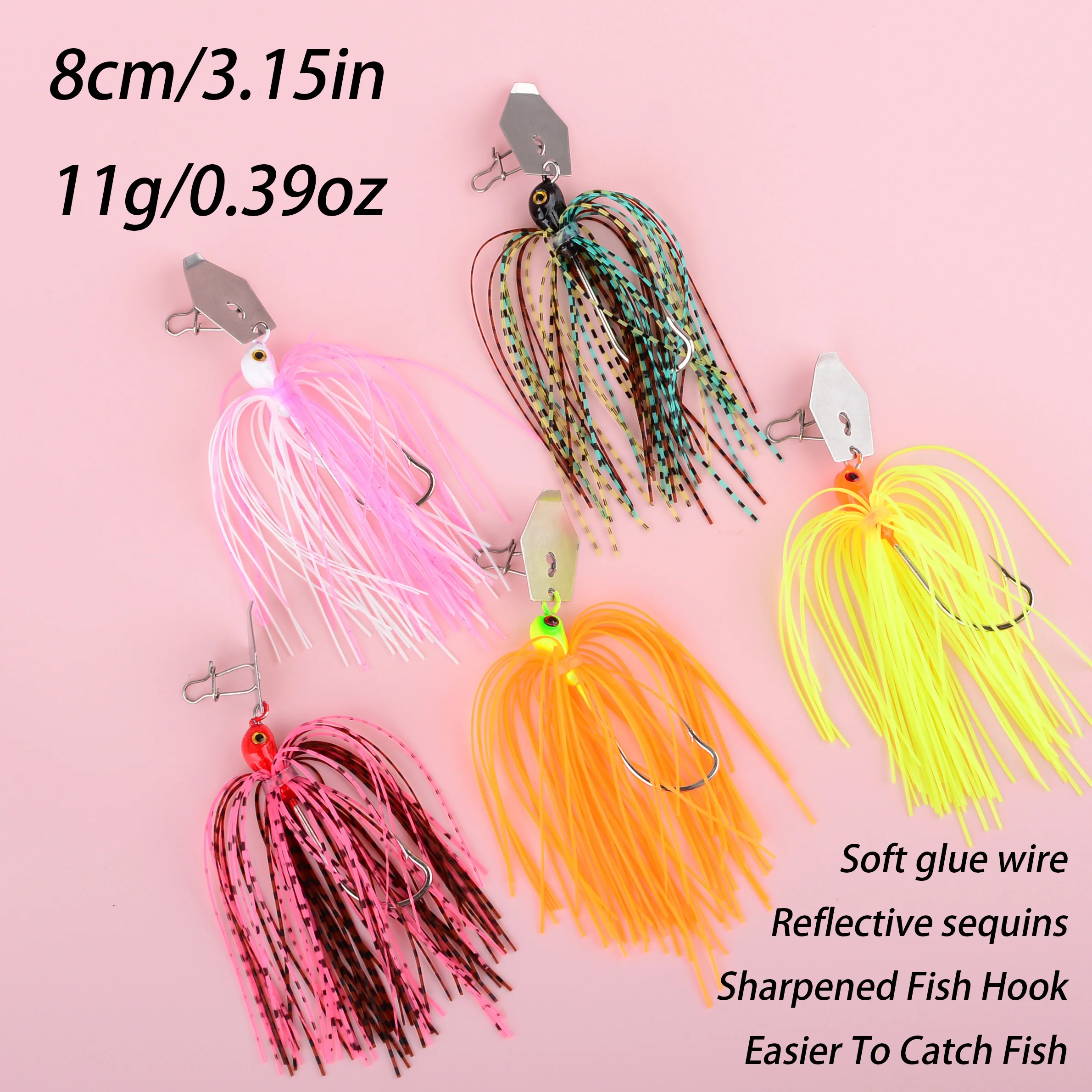 5 pz Spinner Richiamo Buzzbait Weedless Jighead Bass Jig Esca Richiamo di Pesca Wobblers per Bass Accessori Per la Pesca