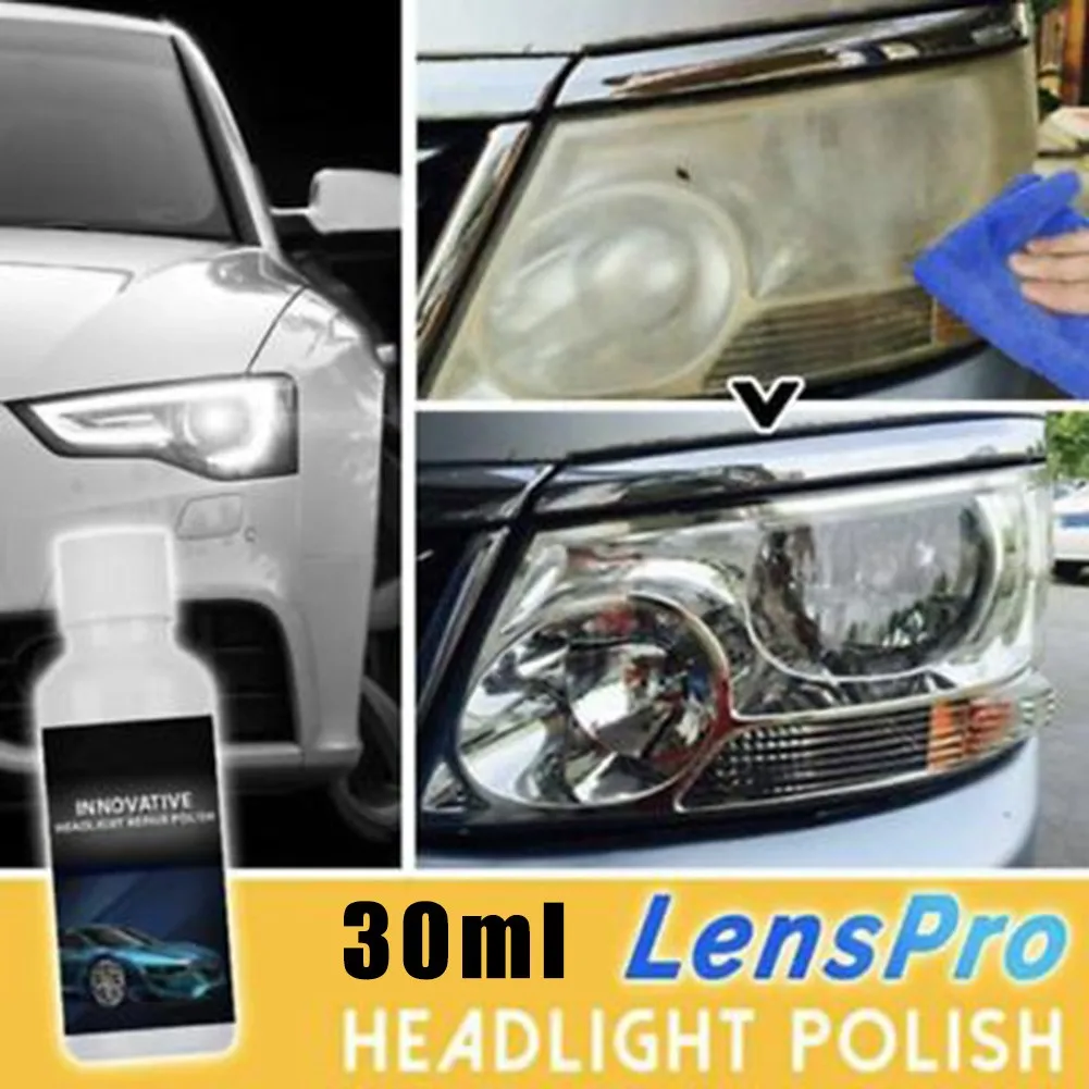Car Exterior Lens Polish for Stabilizing Light Transmission Through Aging or Weathered Polycarbonate Surfaces 30ml