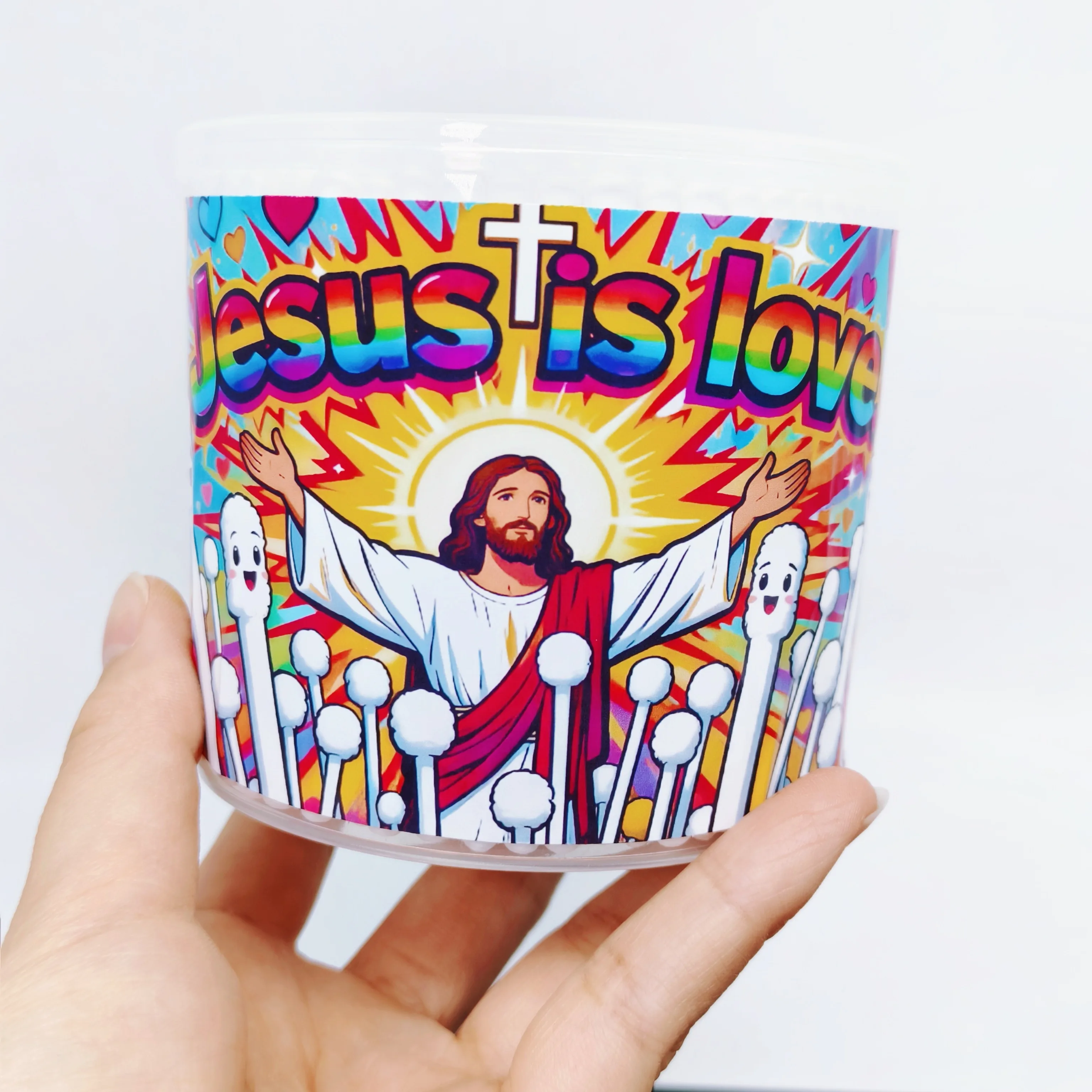 300 Stück/600 Stück Wattestäbchen mit religiösem Thema, Jesus Retter, kreative doppelköpfige Wattestäbchen, Jesus-Geschenk-Wattestäbchen