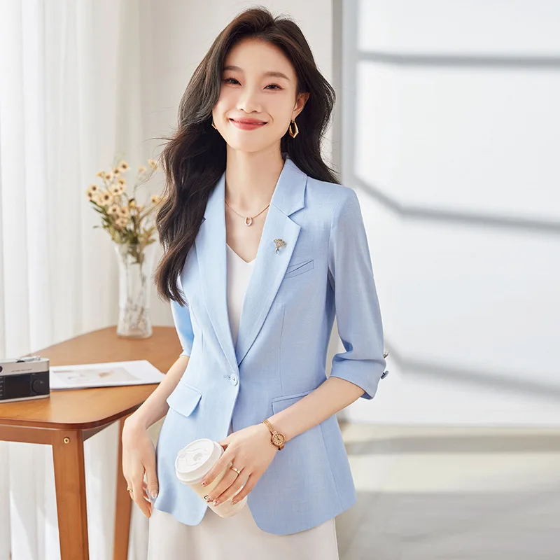 Summer Thin Suit Jacket Women's High-Grade2024New Small Cropped Sleeve Leisure Suit Short Top