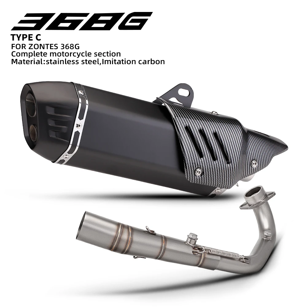 Motorcycle Exhaust Full System Modify Manifold Carbon Muffler Escape For ZONTES 368 368G