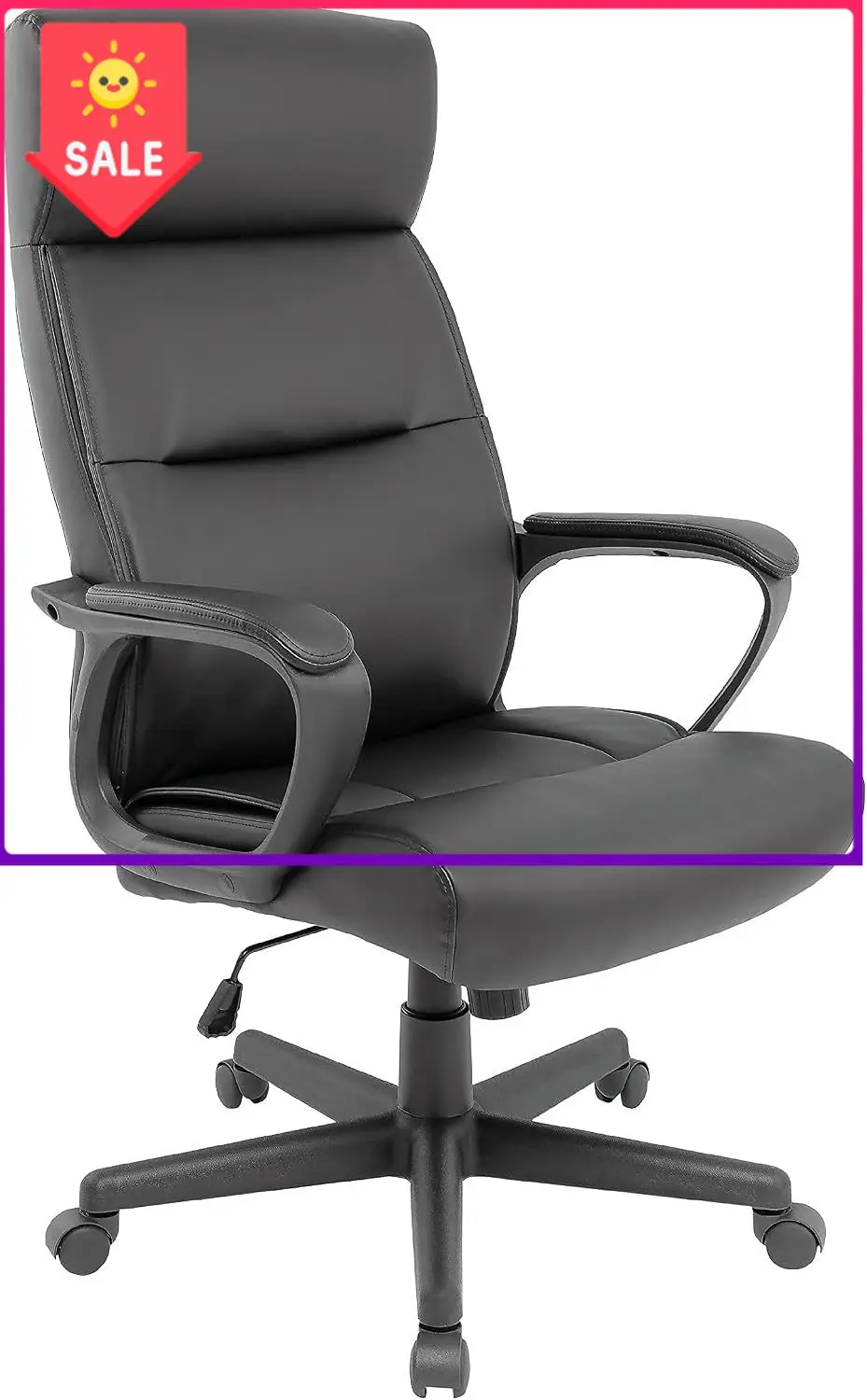 Rutherford Ergonomic Manager & Executive Office Chair, High Back Swivel, Adjustable Height, Luxura Faux Leather, Black