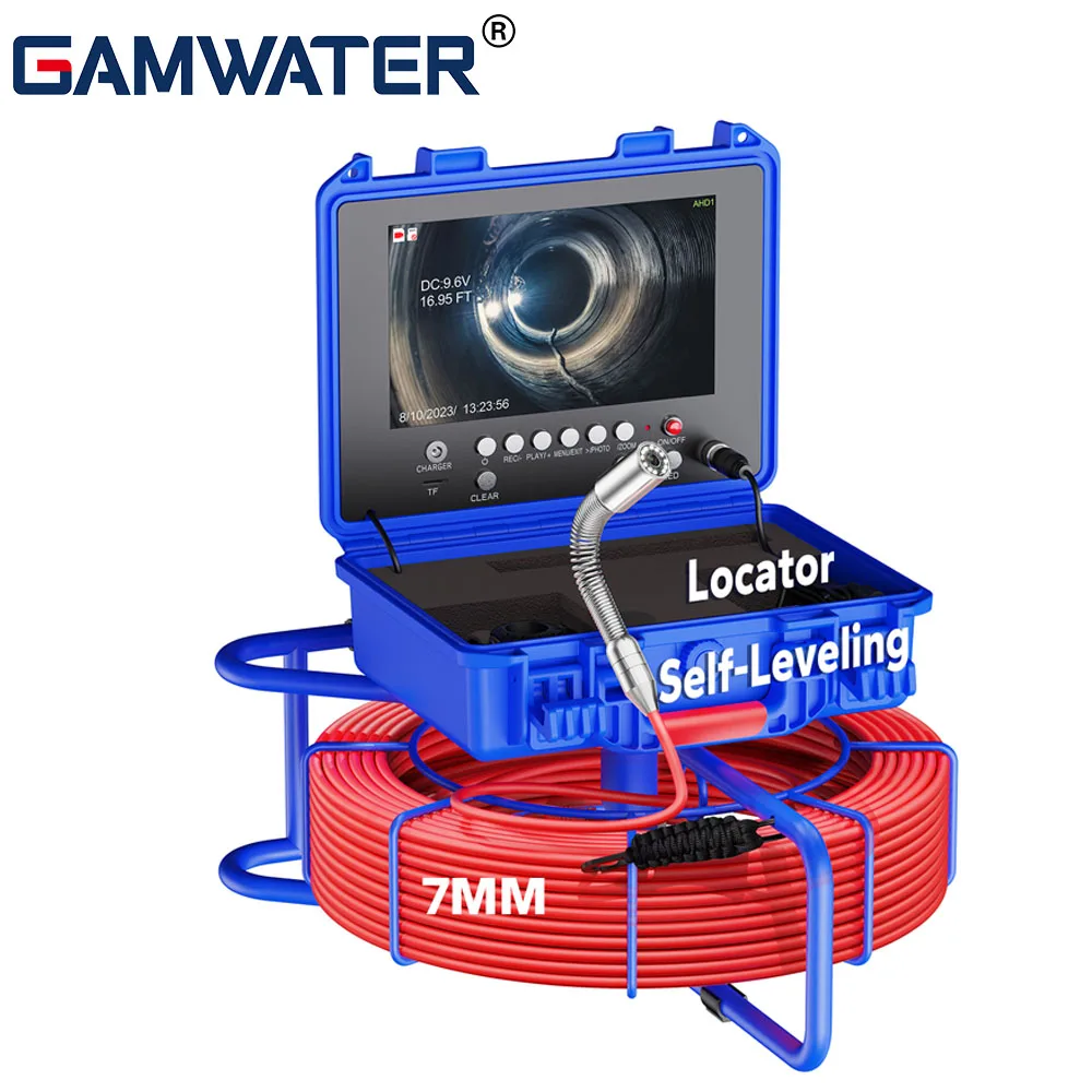 Pipe Inspection Camera 7mm Diameter IP68 Drain Sewer Pipe Video Industrial Endoscope 512HZ Self-leveling Meter Counter 9