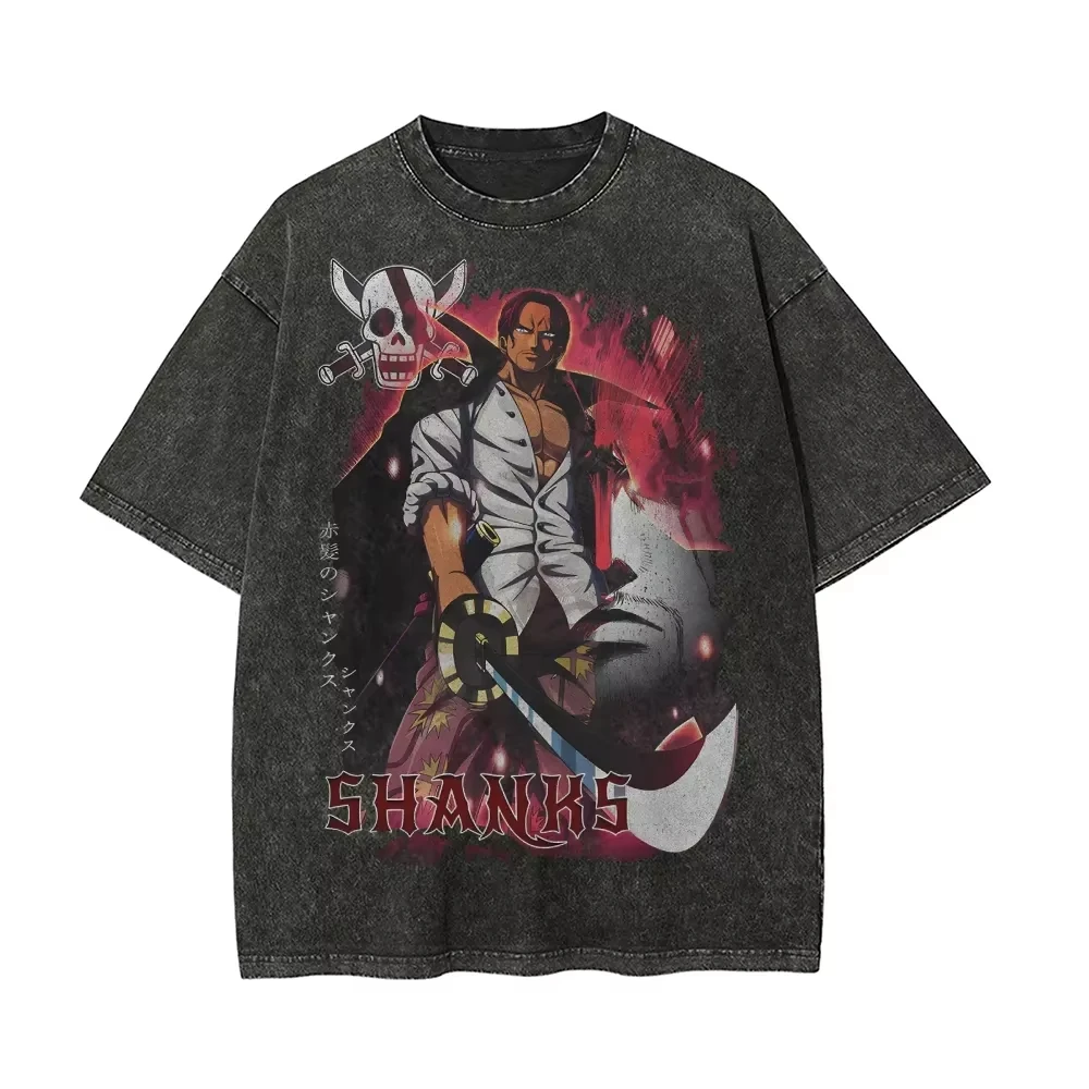 

Аниме ONE PIECE Harajuku, винтажная футболка в стиле ретро, хлопковая мужская уличная одежда в стиле хип-хоп, большие размеры, женская с короткими рукавами, унисекс Y2k