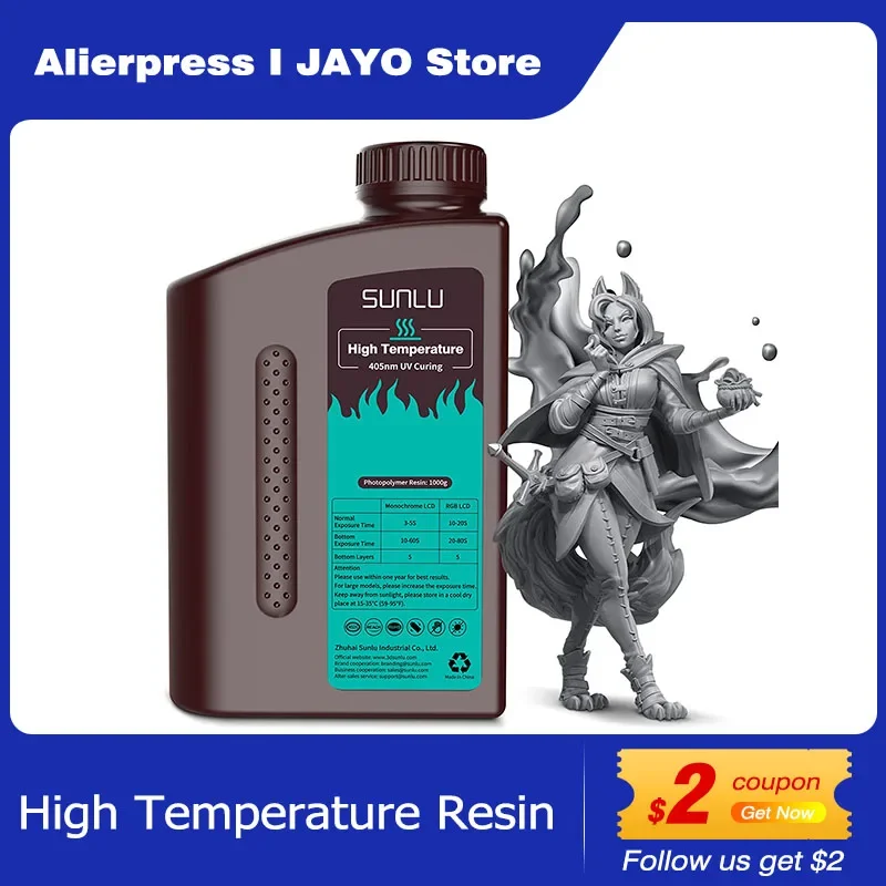 SUNLU High Temperature 3D Printer Resin 395nm 1KG Fast Curing Heat Resistance 3D Resin for LCD DLP SLA Resin 3D Printer