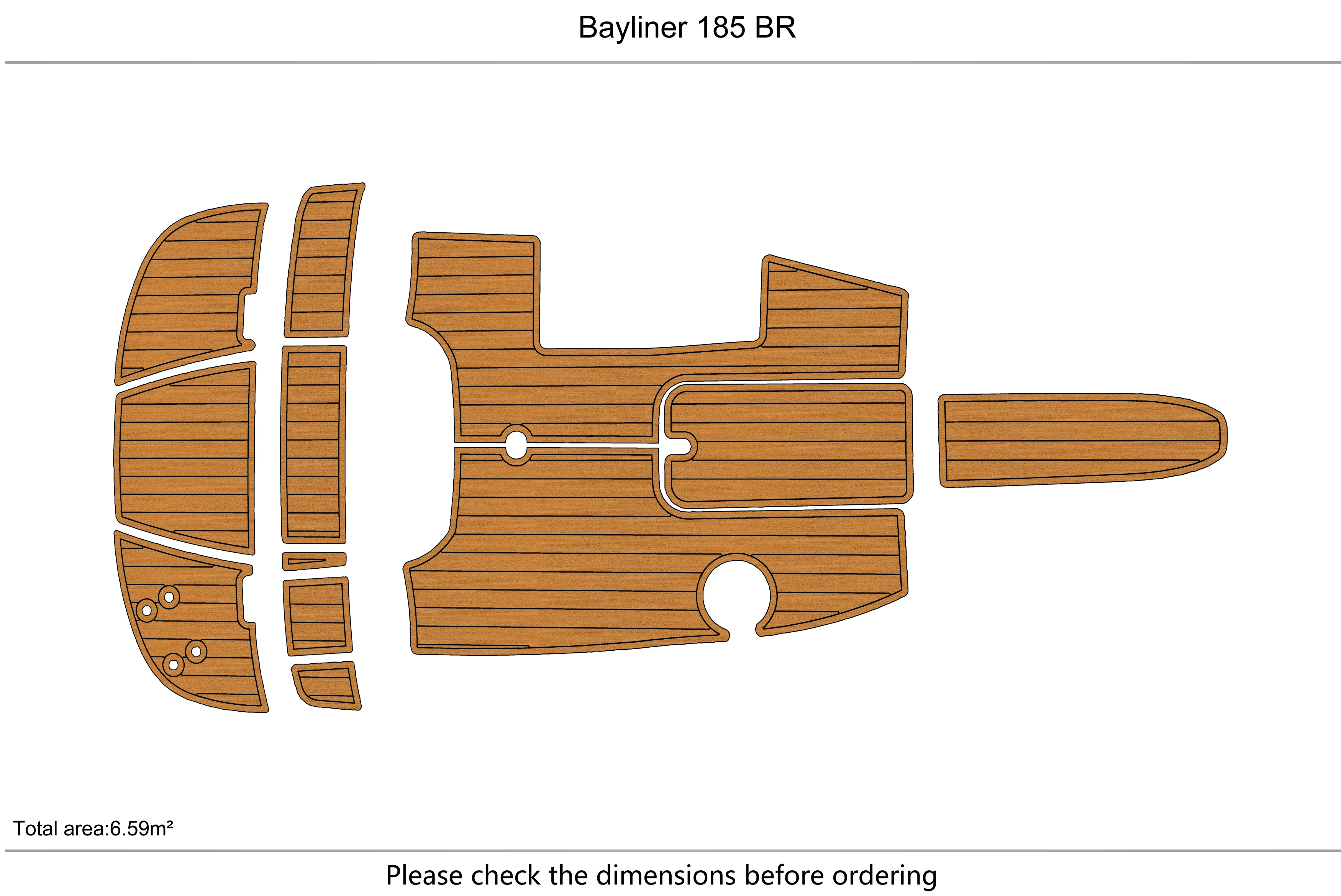 Eva foam Fuax teak seadek marine floor For Bayliner 185 BR Cockpit Swim platform  1/4